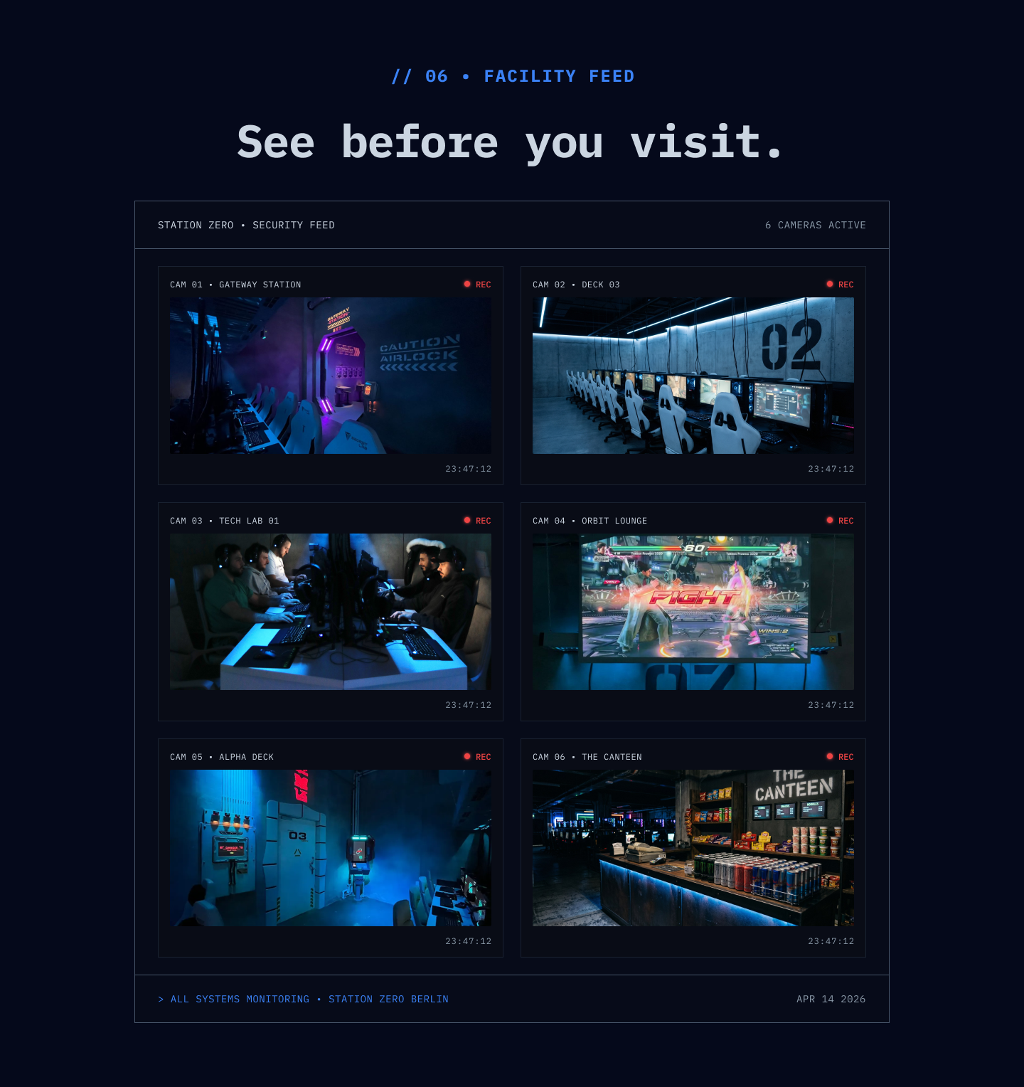 Zero Station gallery — real photos of the club's zones and setups